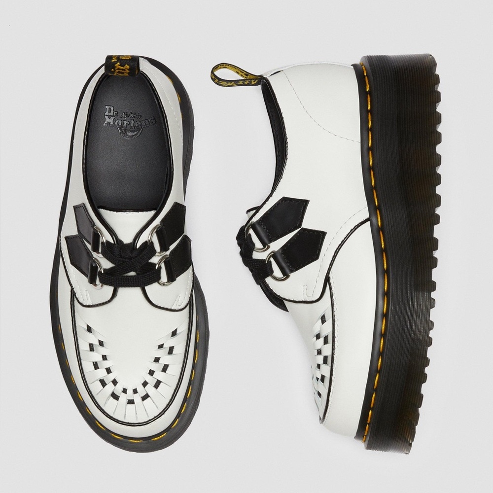 Dr. Martens White and Black Woven Creepers